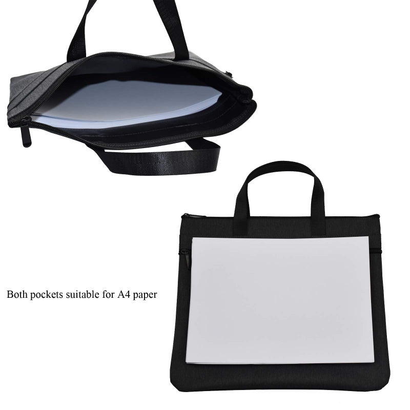 Enyuwlcm Waterproof Zipper Document Bag Handle Meeting Office Organizer Briefcase Black - Image 5